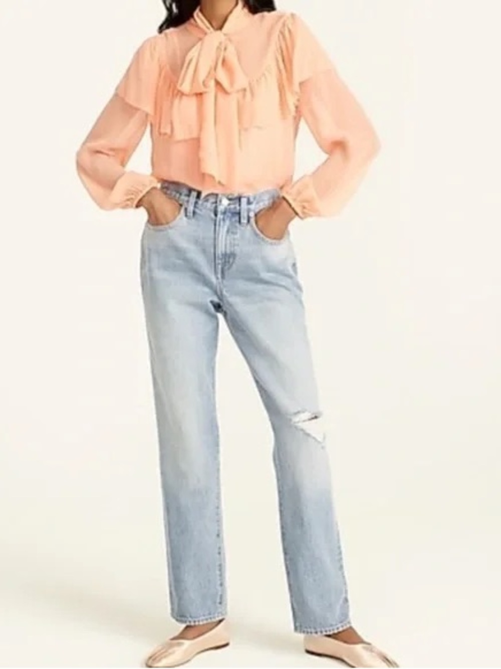 J. crew petite slouchy boyfriend jeans distressed knee high rise basin wash